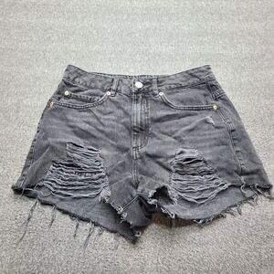Garage Denim Festival Shorts Women 7/28 Black Excellent Distressed High Rise
